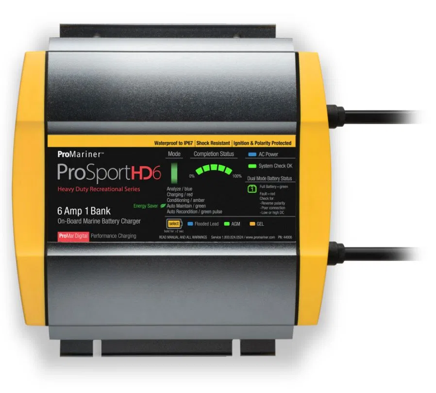 44006 – PRO MARINER Battery Charger, For 12 Volt Marine Batteries 1 Bank Charger 120 Volt Power Supply 5 Step Fully A...
